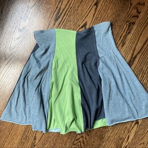Free People Color Block Green/Gray Sweatshirt Skirt, Small